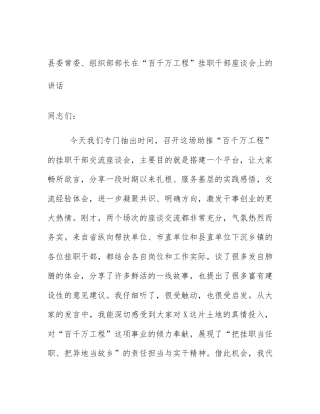 县委常委、组织部部长在“百千万工程”挂职干部座谈会上的讲话