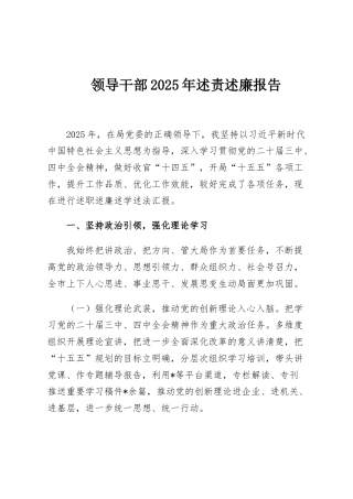 领导干部2025年述责述廉报告