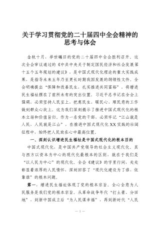 关于学习贯彻党的二十届四中全会精神的思考与体会