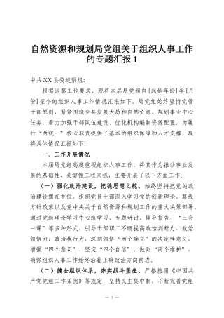 自然资源和规划局党组关于组织人事工作的专题汇报1