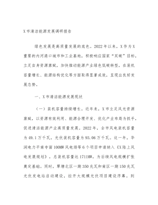 X市清洁能源发展调研报告
