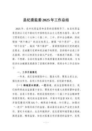 县纪委监委2025年工作总结