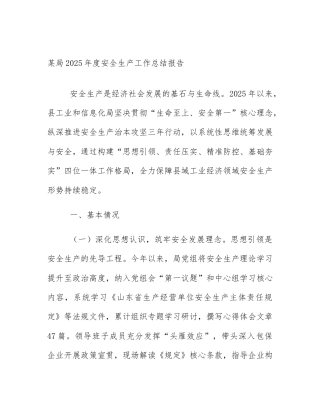 某局2025年度安全生产工作总结报告