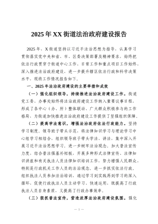 2025年XX街道法治政府建设报告