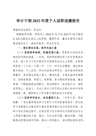 审计干部2025年度个人述职述廉报告