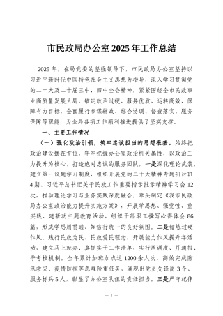 市民政局办公室2025年工作总结