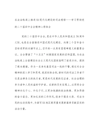 在法治轨道上推进XX现代化建设的司法感悟——学习贯彻党的二十届四中全会精神心得体会
