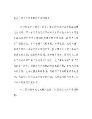 局办公室主任试用期转正述职报告