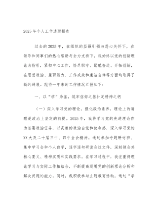 2025年个人工作述职报告