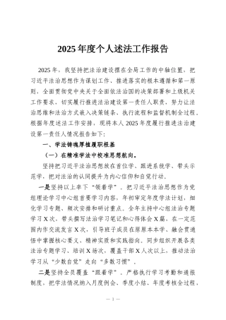 2025年度个人述法工作报告