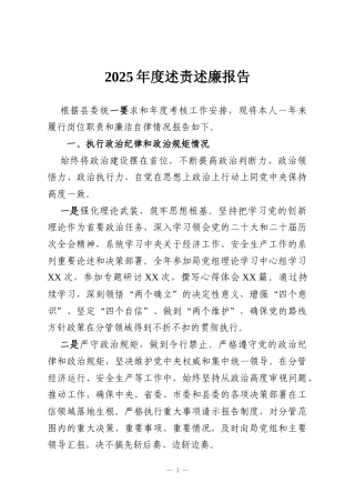 2025年度述责述廉报告