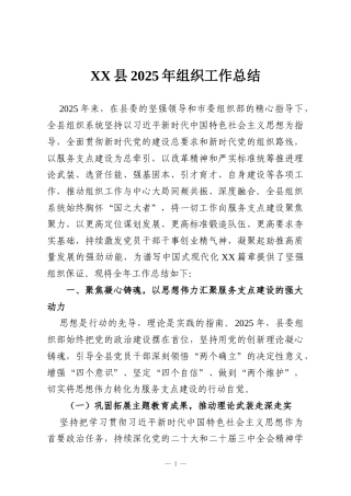 XX县2025年组织工作总结
