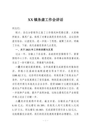 XX镇务虚工作会讲话