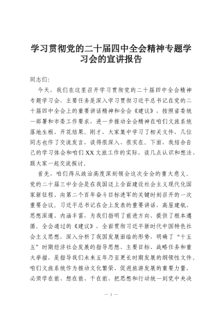 学习贯彻党的二十届四中全会精神专题学习会的宣讲报告