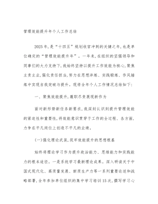 管理效能提升年个人工作总结