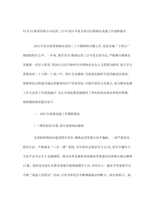 XX市XX集团有限公司运营三公司2025年度支部书记抓基层党建工作述职报告