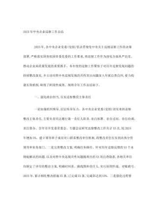 2025年中央企业巡察工作总结