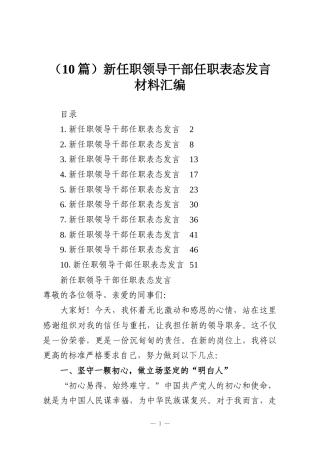 （10篇）新任职领导干部任职表态发言材料汇编