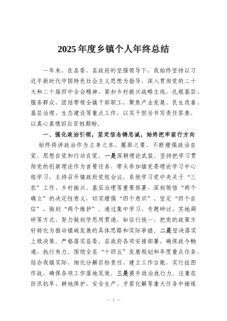 2025年度乡镇个人年终总结