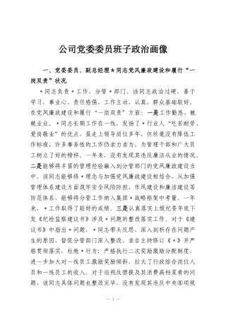 公司党委委员班子政治画像