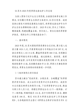 XX苏木2025年度草原巡查巡护工作总结