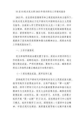 XX县XX机关党支部2025年意识形态工作情况报告