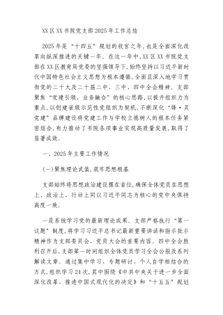XX区XX书院党支部2025年工作总结