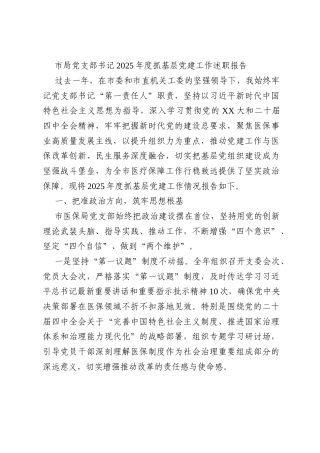 市局党支部书记2025年度抓基层党建工作述职报告