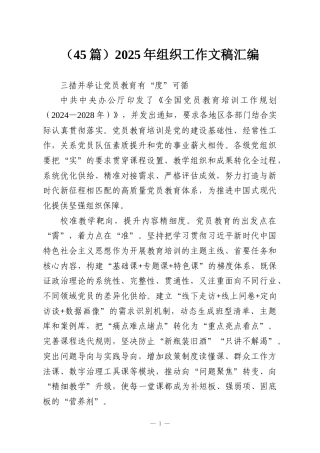 （45篇）2025年组织工作文稿汇编