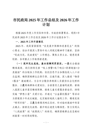 市民政局2025年工作总结及2026年工作计划