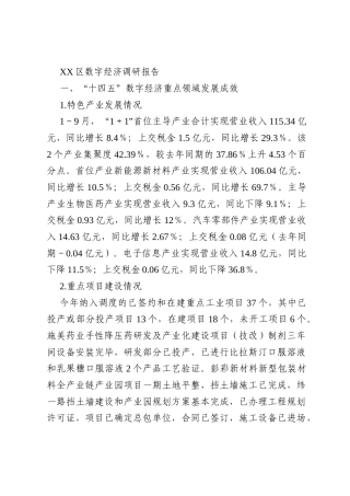 XX区数字经济调研报告
