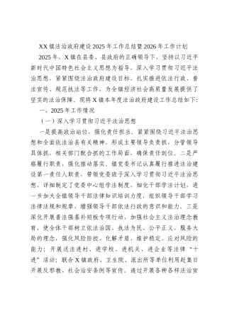 XX镇法治政府建设2025年工作总结暨2026年工作计划