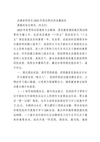 县教育局局长2025年度述职述责述廉报告
