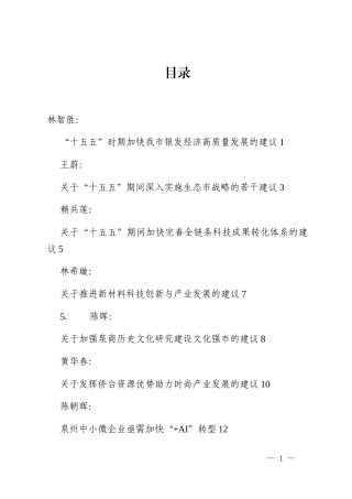 （10篇）泉州市政协委员建言“十五五”规划材料汇编_2