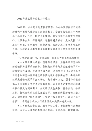 2025年度县局办公室工作总结