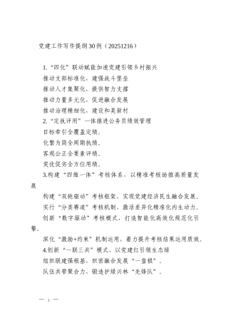 党建工作写作提纲30例（20251216）