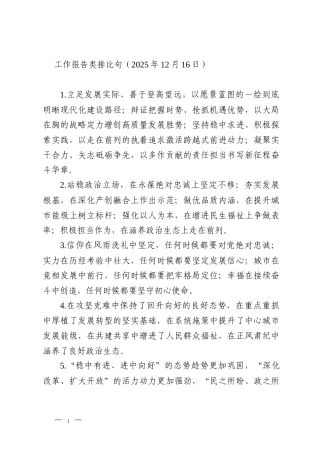 工作报告类排比句（2025年12月16日）