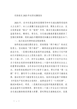 纪检组长2025年述责述廉报告