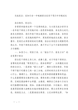 交流发言：在知行合一中砥砺担当在实干笃行中淬炼成长
