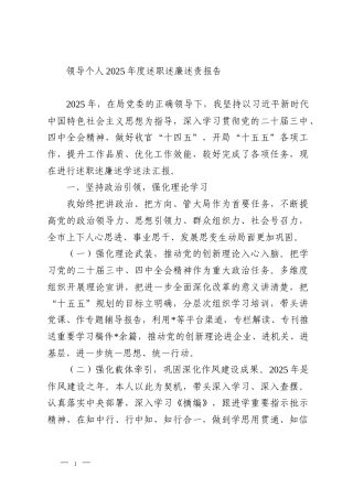 领导个人2025年度述职述廉述责报告