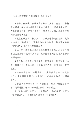 社会治理类排比句（2025年12月16日）