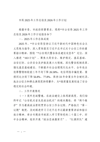 市局2025年工作总结及2026年工作计划