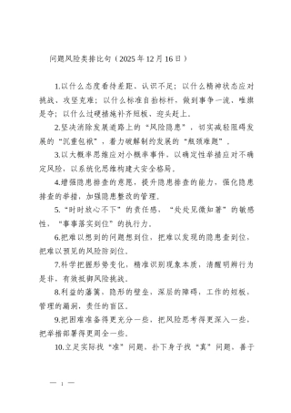 问题风险类排比句（2025年12月16日）