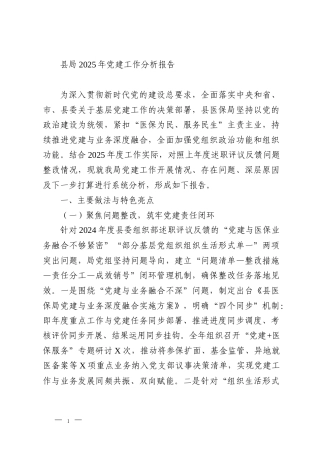 县局2025年党建工作分析报告
