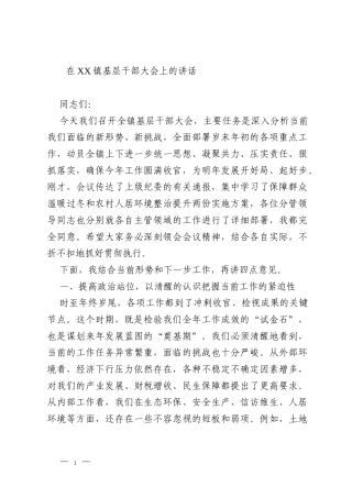 在XX镇基层干部大会上的讲话