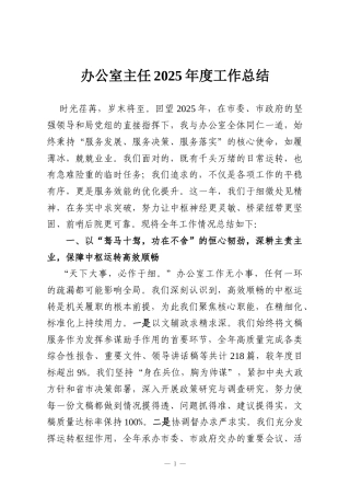 办公室主任2025年度工作总结