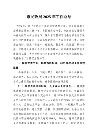 市民政局2025年工作总结