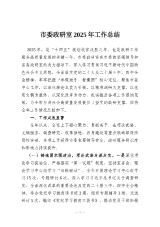 市委政研室2025年工作总结