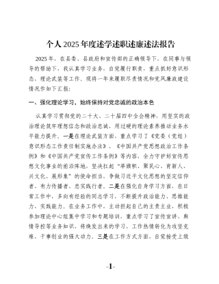 个人2025年度述学述职述廉述法报告
