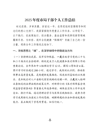 2025年度市局干部个人工作总结